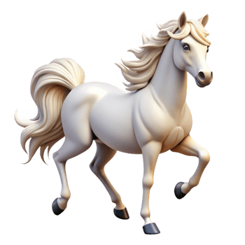 unparalleled surreal Prancing Arabian horse, white coat, flowing mane and tail with Transparent Background artisan png