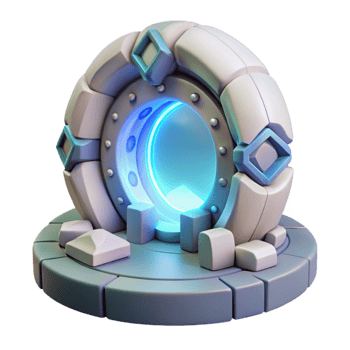 extraordinary modern Metaverse Portal Glowing White Transparent Background original png