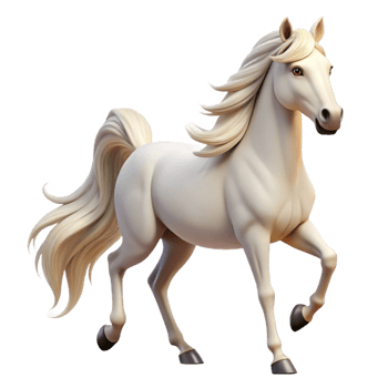 splendid dynamic artistic Prancing Arabian horse, white coat, flowing mane and tail with Transparent Background elite png
