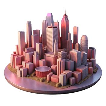 stunning vintage Metropolis at Dusk with Pink Sky Transparent Background exclusive png