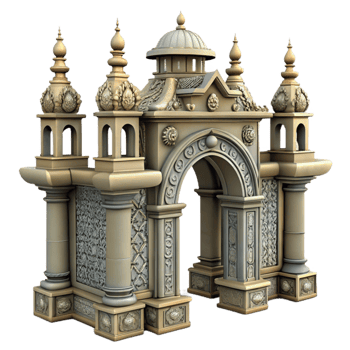 dramatic classic Metropolis Gate Cutout Ornate Design Isolated Element exclusive png