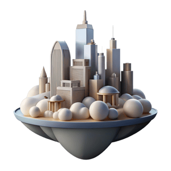 stunning modern Metropolis in the Sky Cutout with Soft Shadows Transparent Background png