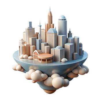 elegant rustic Metropolis in the Sky Cutout with Soft Shadows Transparent Background original png