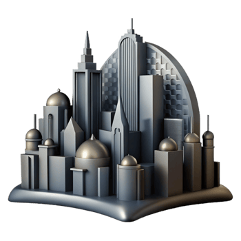 impressive classic Metropolis Silhouette Cutout with Transparent Background and Dark Shadows png