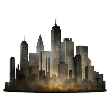 stunning rustic Metropolis Silhouette Isolated Dark Skyline on Transparent Background genuine png