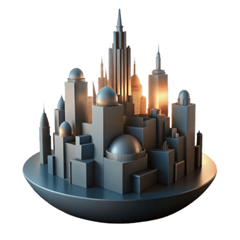 dramatic creative Metropolis Silhouette Isolated Dark Skyline on Transparent Background high quality png