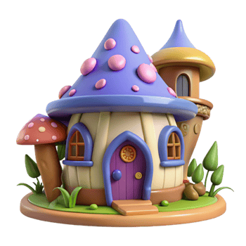glorious nostalgic bohemian A whimsical, illustrated fairy house, with Transparent Background gallery standard png