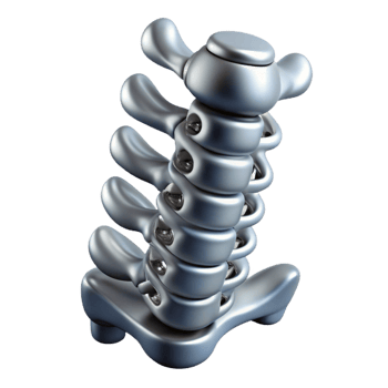 remarkable industrial Concept art style, isolated cutout of a biomechanical spine with flexible metallic vertebrae with Transparent Background premium png