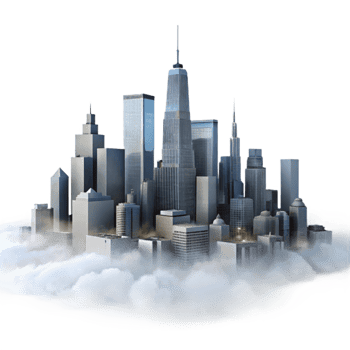 dramatic modern Metropolitan Skyline in Mist Transparent Background Night Scene genuine png