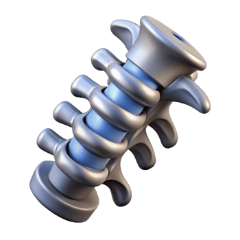 picturesque energetic avant-garde Concept art style, isolated cutout of a biomechanical spine with flexible metallic vertebrae with Transparent Background original png