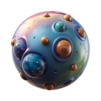 beautiful vintage Micro Universe Bubble with Planets Transparent Background high resolution png