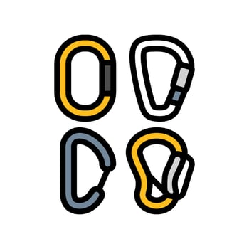 carabiners rock climbing color icon illustration vector
