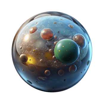 extraordinary vintage Micro Universe in a Bubble Cutout Side View png