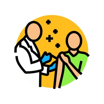 doctor giving vaccine immunization color icon illustration vector