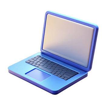 hypnotic harmonious minimalist Laptop computer, open lid, blank screen, with Transparent Background high quality png