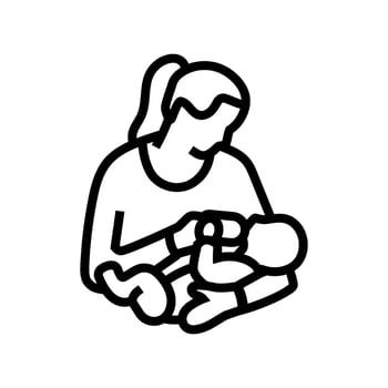 baby feeding child care nurse line icon illustration vector