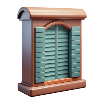 dazzling romantic mid-century Victorian era window shutter, with Transparent Background fine detail png