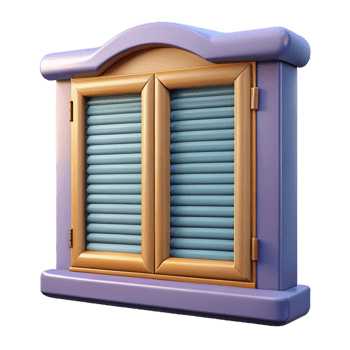 remarkable futuristic Victorian era window shutter, with Transparent Background 4K png