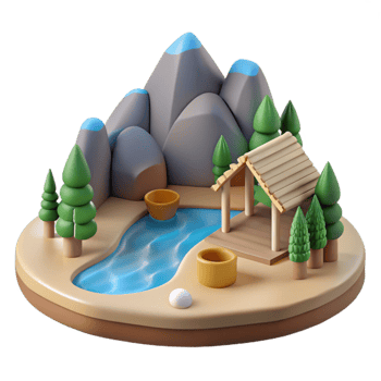 elegant classic Minimalist Lake Scene Isolated with Simple Design high quality png
