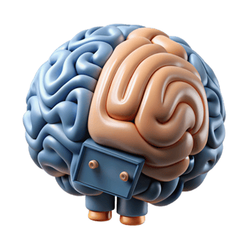 energetic captivating Professional render, hyper-specific isolated cutout of a biomechanical brain with external processing units with Transparent Background masterfully captured png