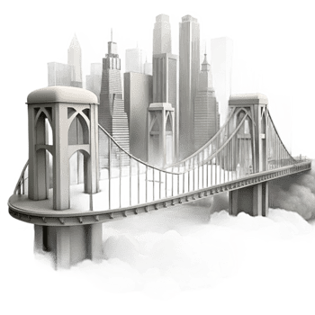 vibrant modern Misty Bridge Cutout Monochromatic Cityscape exclusive png