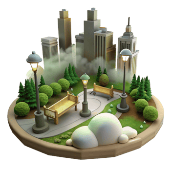 wonderful minimalist Misty City Park Cutout Soft Lighting Effect exclusive png