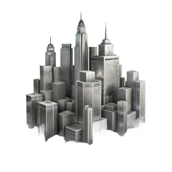 magnificent creative Misty Cityscape Silhouette Isolated with Grey Tones professional png