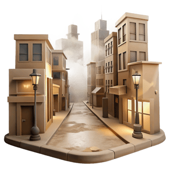 impressive classic Misty City Street Cutout Sepia Tone Effect professional png