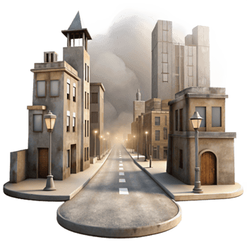 elegant vintage Misty City Street Cutout Sepia Tone Effect authentic png