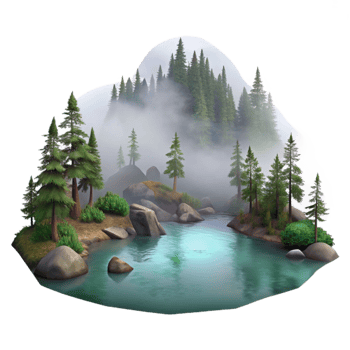 serene traditional Misty Forest Lake Scenery with Transparent Background high resolution png