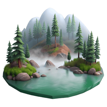 wonderful artistic Misty Forest Lake Scenery with Transparent Background authentic png