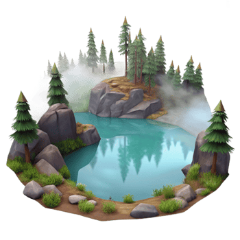 serene classic Misty Forest Lake Scenery with Transparent Background genuine png