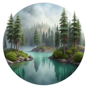 impressive modern Misty Forest Lake Scenery with Transparent Background premium png
