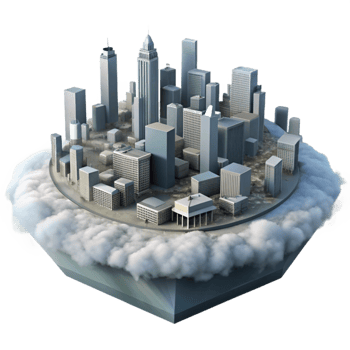 wonderful artistic Misty Metropolis Cutout Soft Blue Lighting Isolated detailed png