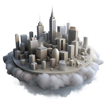 vibrant vintage Misty Metropolis Cutout Soft Blue Lighting Isolated authentic png