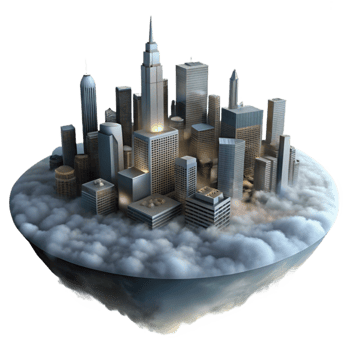 beautiful minimalist Misty Metropolis Cutout Soft Blue Lighting Isolated premium png