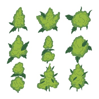 weed bud set cartoon pack illustration vector
