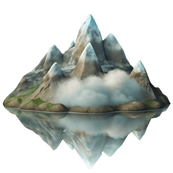 serene minimalist Misty Mountain Lake Reflection Isolated Element high resolution png