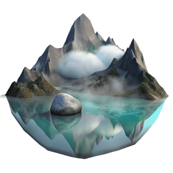impressive modern Misty Mountain Lake Reflection Isolated Element exclusive png