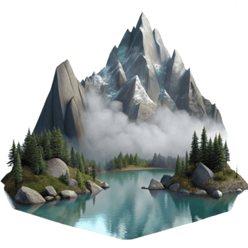 magnificent artistic Misty Mountain Lake Scene Transparent Background original png
