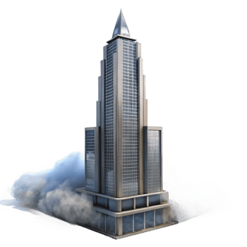 magnificent abstract Misty Skyscraper Cutout with Transparent Background and Dramatic Perspective detailed png