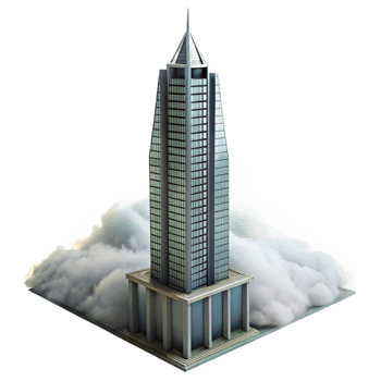 dramatic rustic Misty Skyscraper Cutout with Transparent Background and Dramatic Perspective premium png