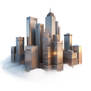 magnificent traditional Misty Skyscrapers at Dawn Transparent Background authentic png