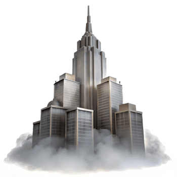 dramatic abstract Misty Skyscraper Silhouette with Transparent Background authentic png