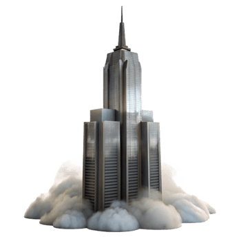 elegant modern Misty Skyscraper Silhouette with Transparent Background authentic png