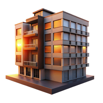 wonderful vintage Modern Apartment Building at Sunset Cutout with Warm Hues high quality png