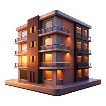 magnificent rustic Modern Apartment Building at Sunset Cutout with Warm Hues high resolution png