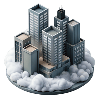 dramatic artistic Modern Buildings Emerging From Fog Cutout detailed png