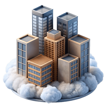 serene traditional Modern Buildings Emerging From Fog Cutout png