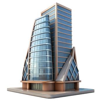 dramatic artistic Modern Building Skyscraper Angled View Isolated high quality png